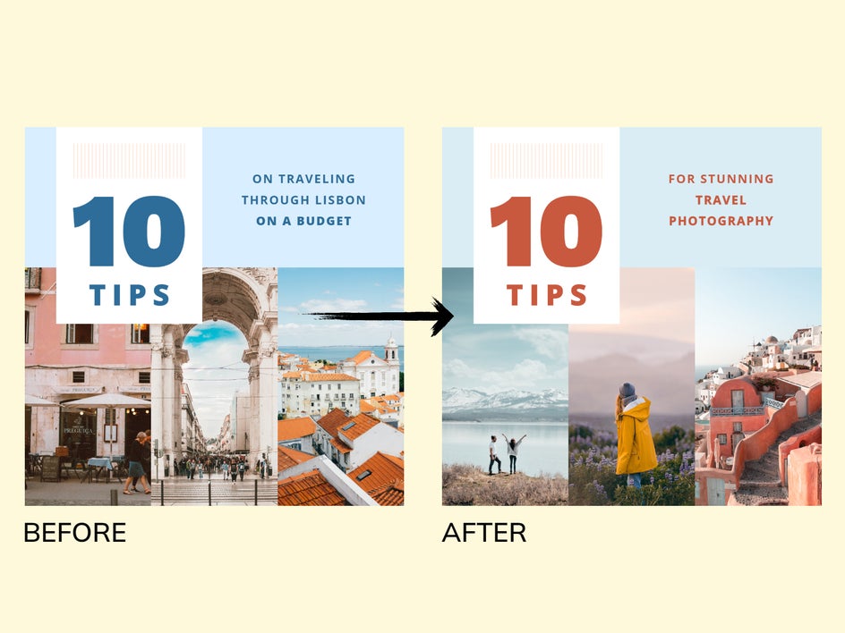 before/after promotional instagram template