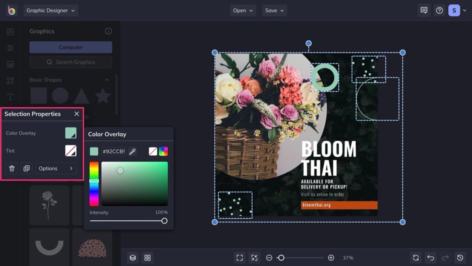 Change graphics properties Instagram template