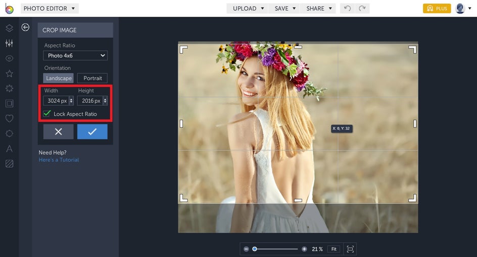 how to crop photos in BeFunky