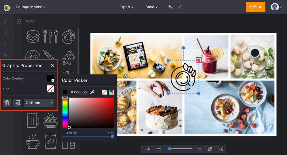 how to customize graphics in BeFunky Collage Maker