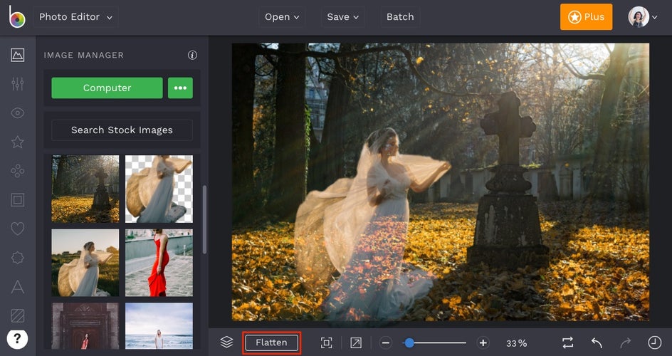 flatten layers in photo editing