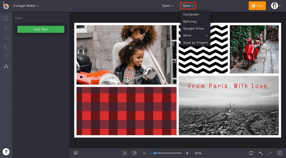 how to save a collage in BeFunky