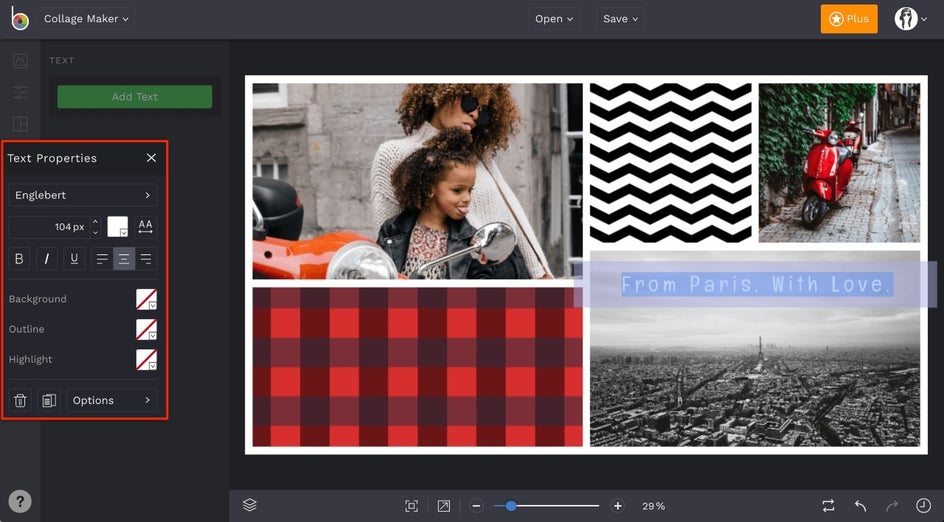 how to add text to collages