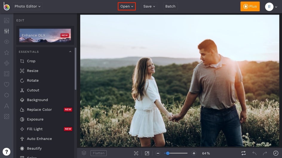 how to open a photo in BeFunky Photo Editor
