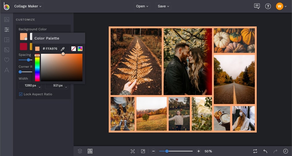 Customize your collage color palette in BeFunky