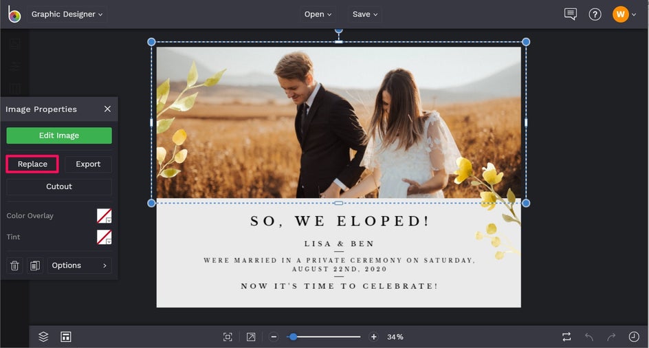 Replace elopement announcement