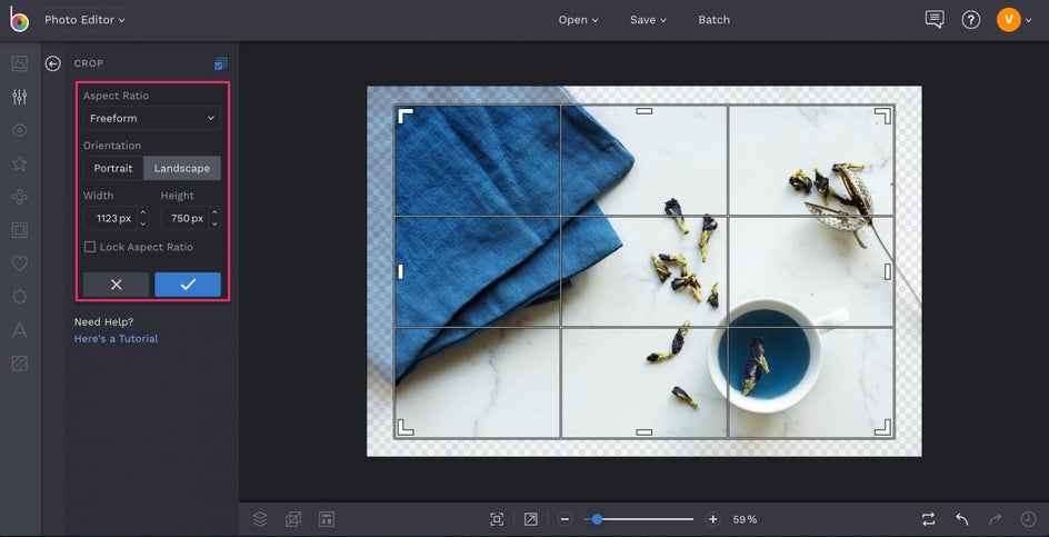 how to crop photos with rule of thirds in BeFunky