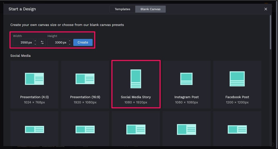 Social media story template