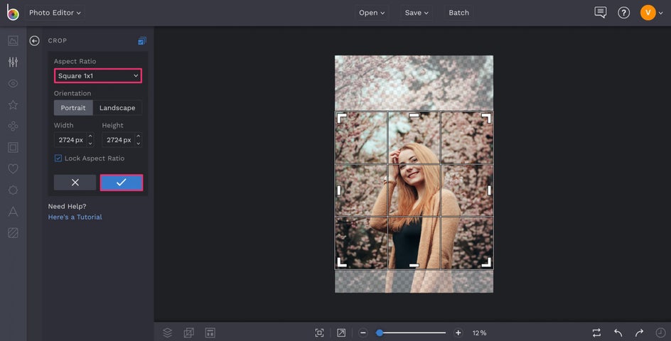 Editing self timer photos for Instagram using beFunky crop tool