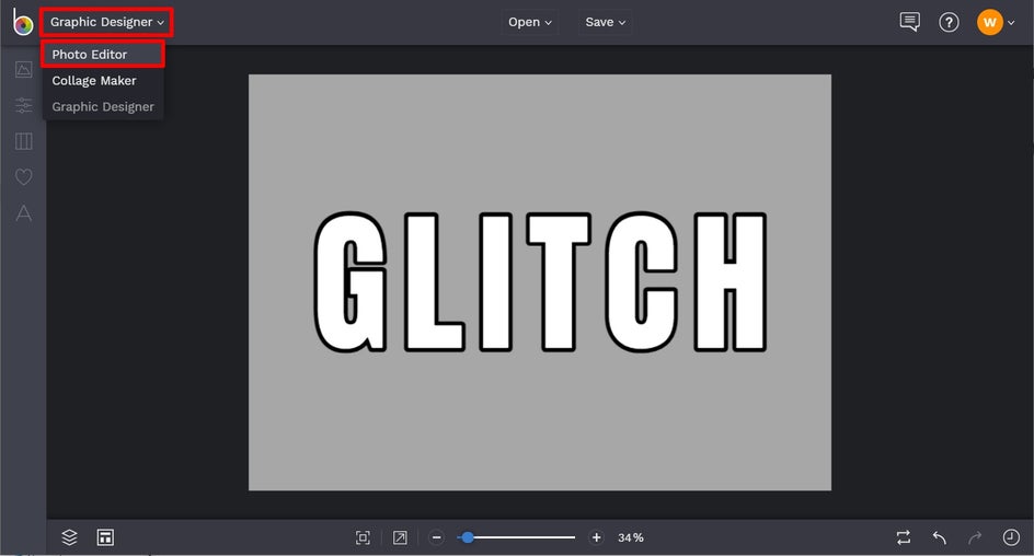 Go to Photo Editor for Glitch Text

