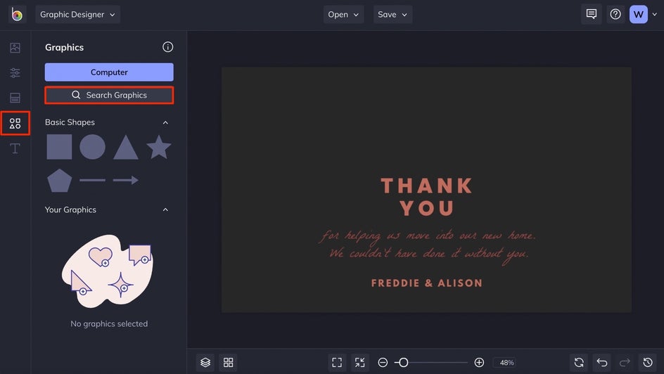 search graphics for thank you card