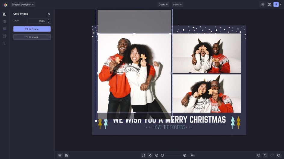 adjust images on your christmas card template