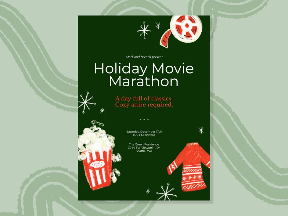 holiday party invites movie marathon