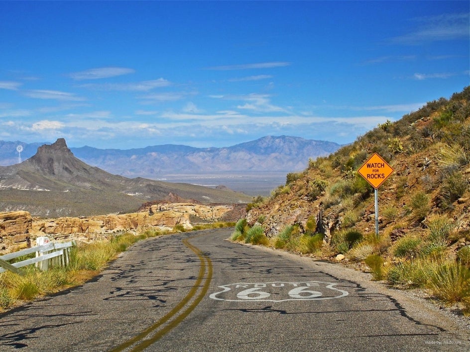 road trip landscape after