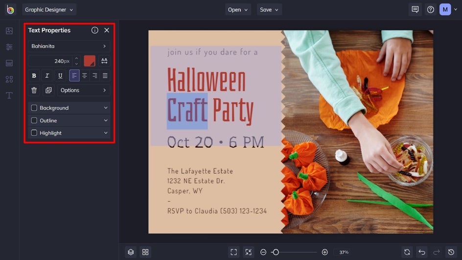 adjust halloween text